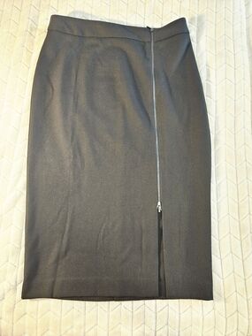 Ann Taylor Black Pencil Skirt with Exposed Center Zip